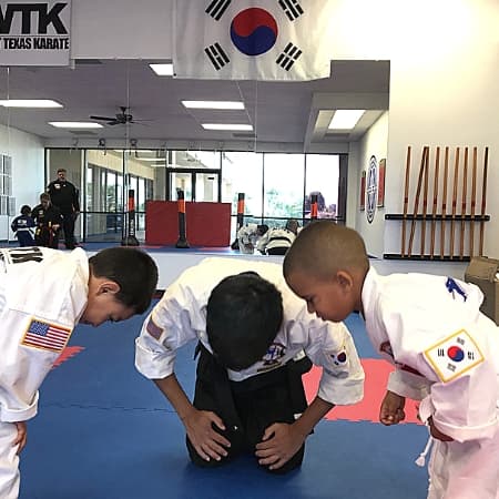 West Texas Karate leadership students practicing with focus